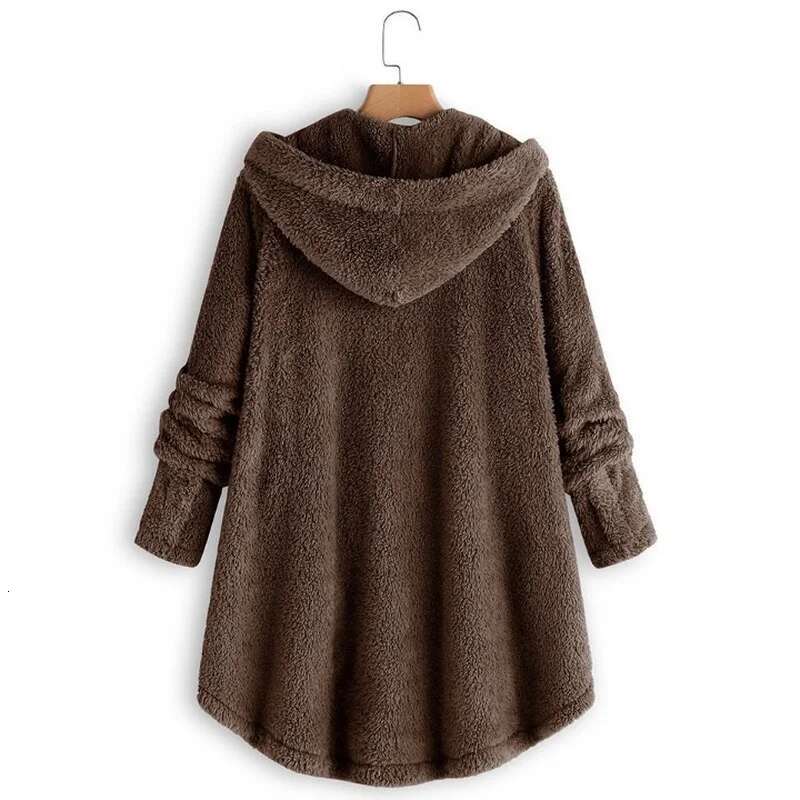 Autumn Winter Women Warm Teddy Bear Wool Female Plush Coat Hooded New Women's Coats Solid Color Jacket