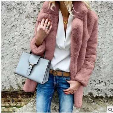 2025 Autumn/Winter New Solid Color Long-Sleeved Lapel Women's Fleece Women Fluffy Jacket Lady Winter Coat