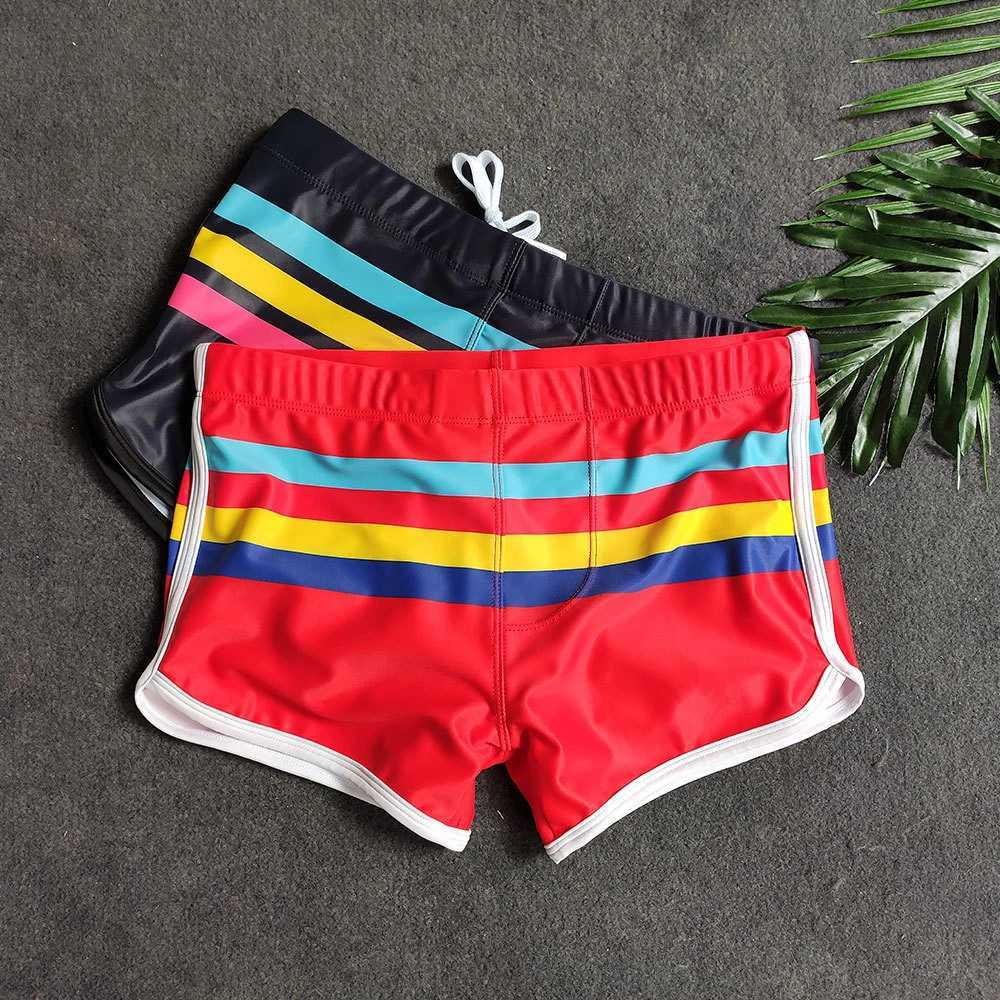 New Arrival Sexy Stripes Men Swimwear Swimsuit Swimming Trunks Shorts Push Up Pad Mens Swim Briefs Beach Surf Bathing Suit Z260313