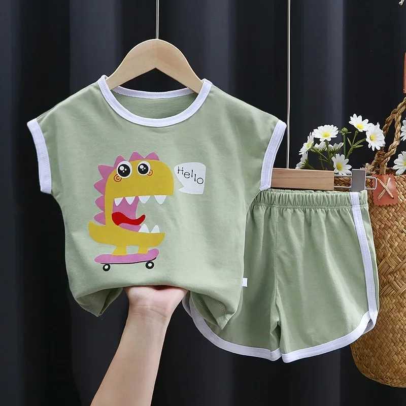 New Summer Children Short Sleeved Suit Boys Shorts Clothes Girls T-shirt Set children Clothing Set kids clothes W250218