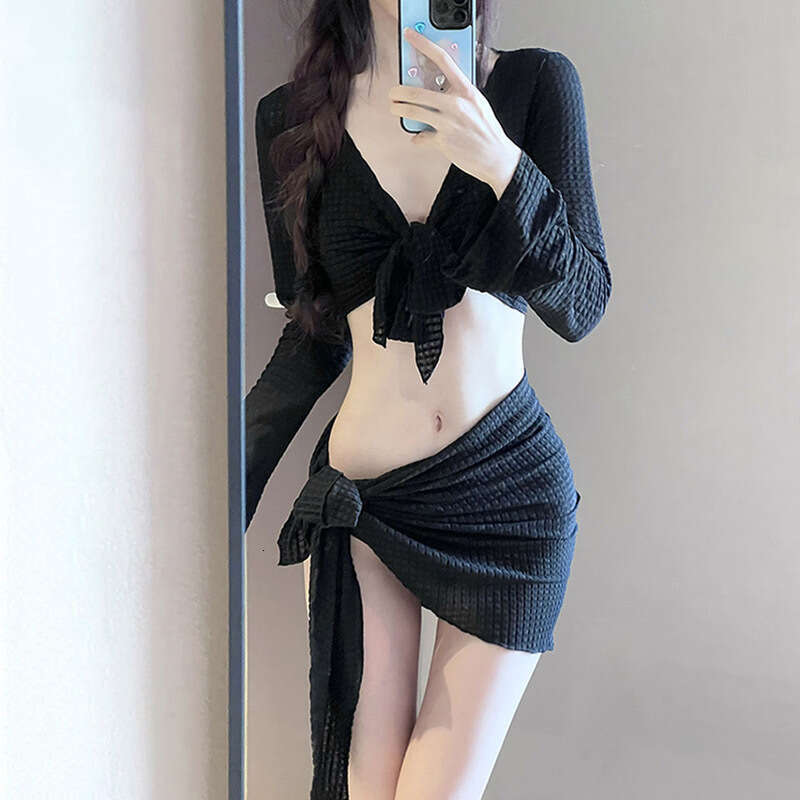 Swimsuit Women's Bikini Three Piece Set Split New Fashionable Skirt Style Hollow Conservative Seaside Hot Spring Swimsuit Gt Cut Porno New Arriva