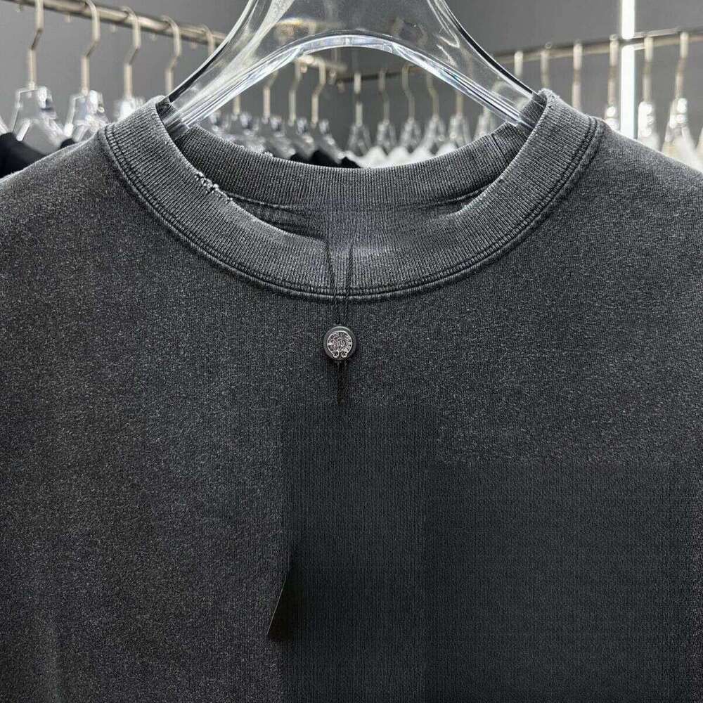 Summer Stir Fried, Washed, Made Of Old Stickers, Embroidered Hardware, Round Neck, Short Sleeved T-Shirt