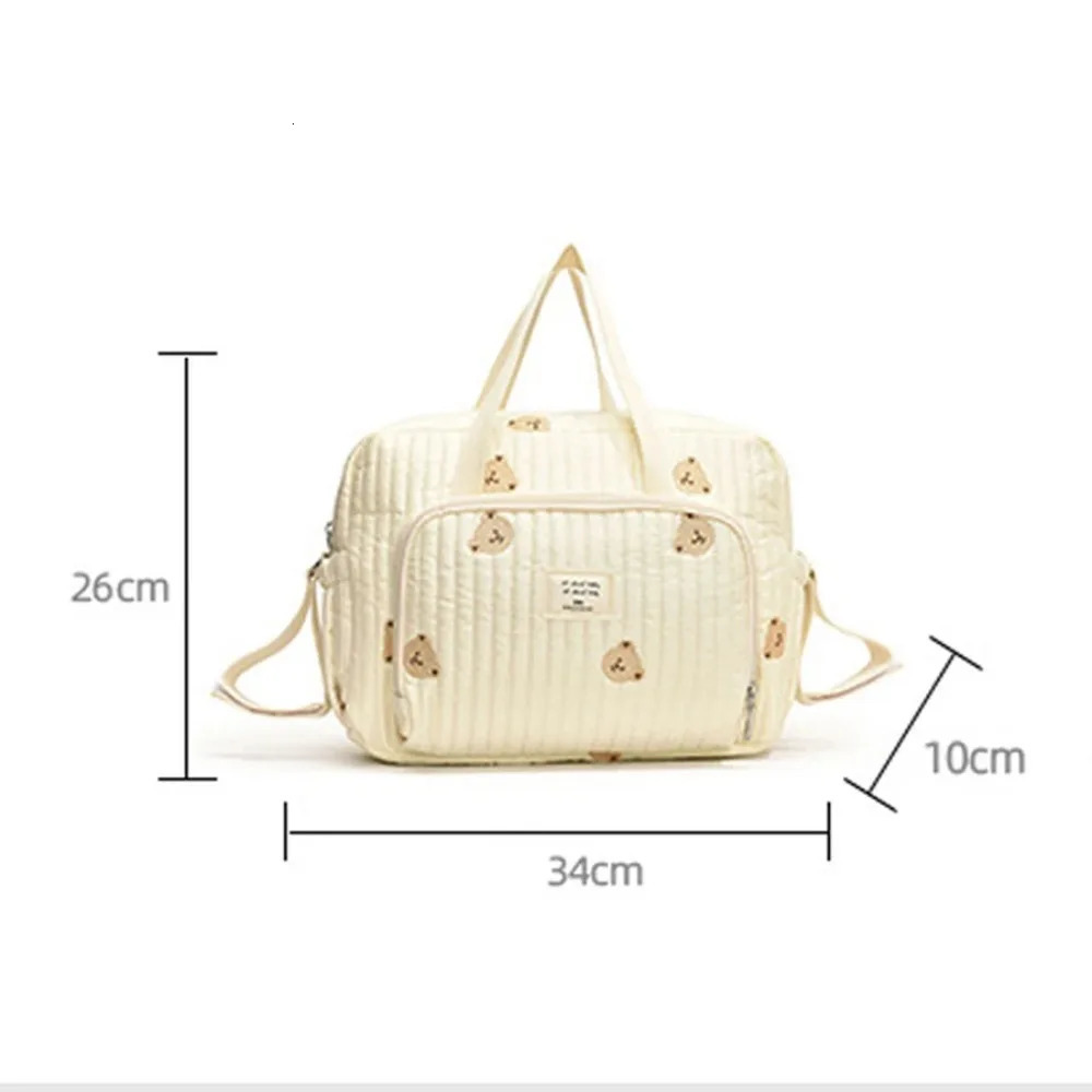 Mommy Diaper Bag Large Capacity Print Embroidery Zipper Handbag Beige born Nappy Pouch Portable Single Shoulder Womens Bag 250218