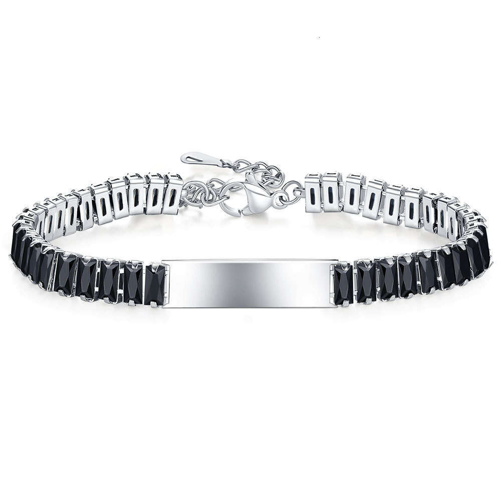 New stainless steel 9MM smooth laser engraved couple set zircon bracelet versatile for women
