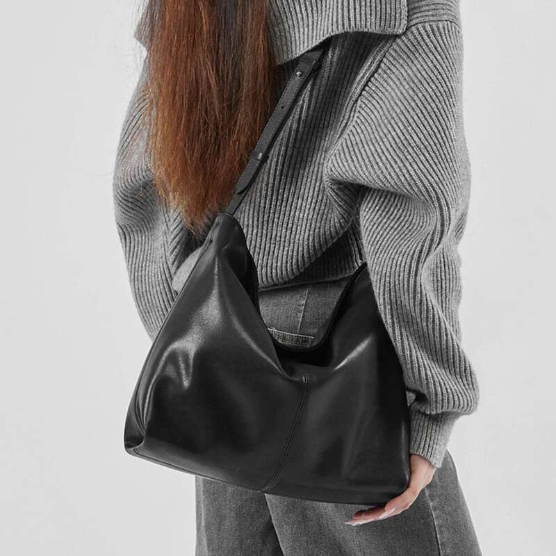 Hifashion Vintage Genuine Leather Hobo Crossbody Shoulder Bags For Women 2024 Trend Designer Large Capacity Work Ladies Handbags