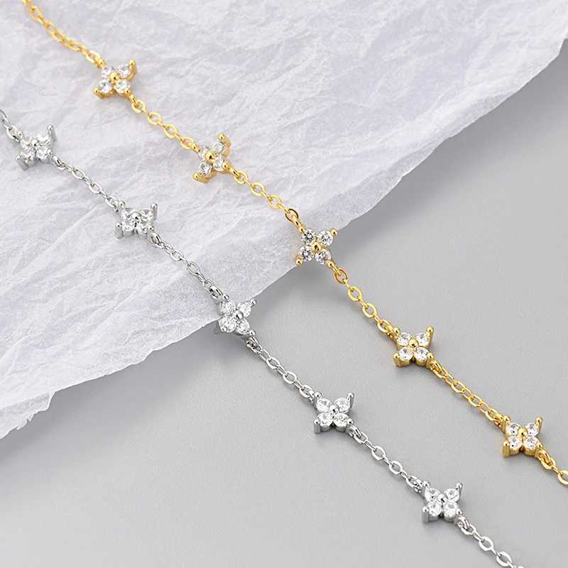 Chain 925 sterling silver sparkling zircon flower bracelet feminine charm birthday party jewelry gift H250217