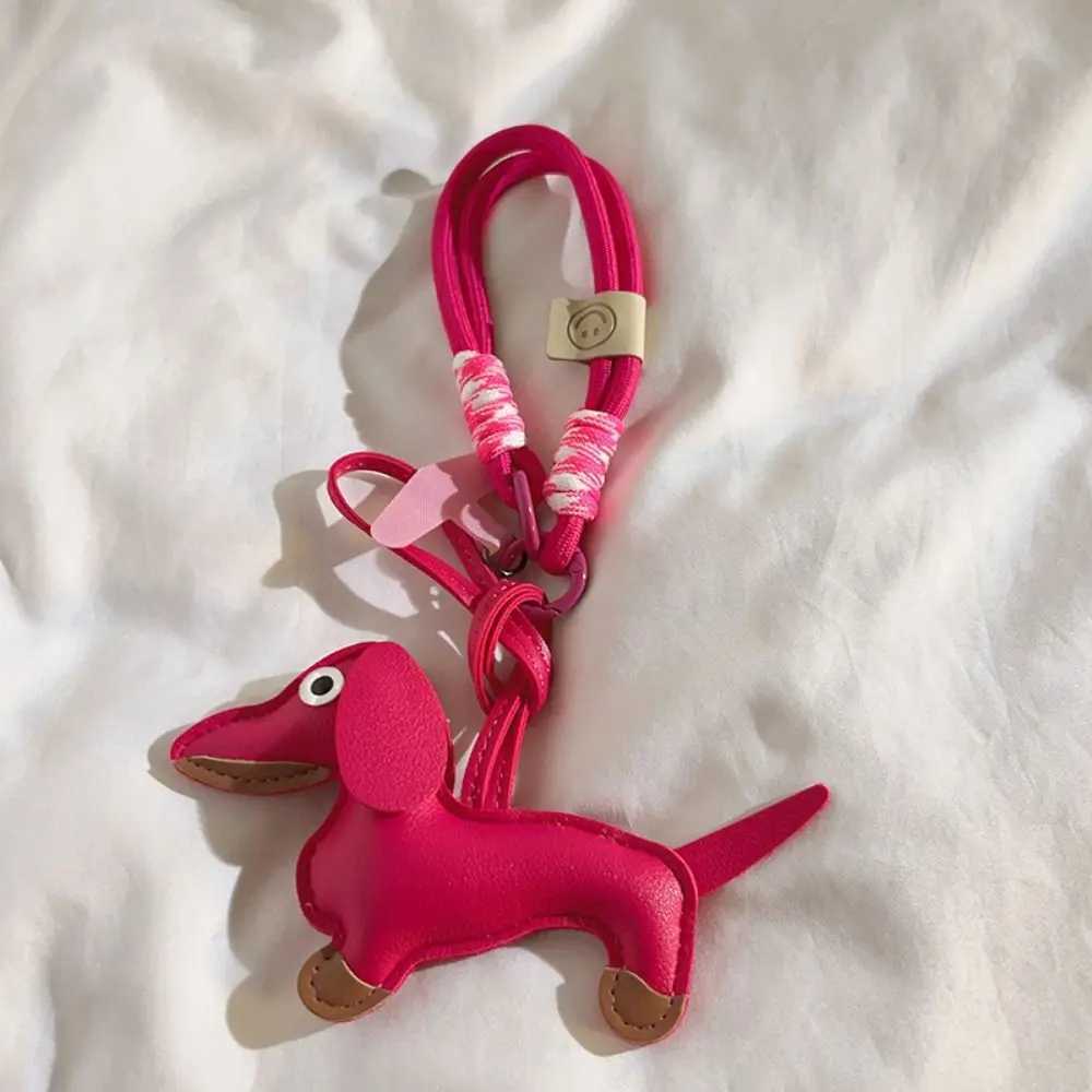 Keychains Lanyards Mini Sausage Dog Keychain Braided Hanging Rope Cute Cartoon Animal Decoration Puppy Doll High Quality H250217