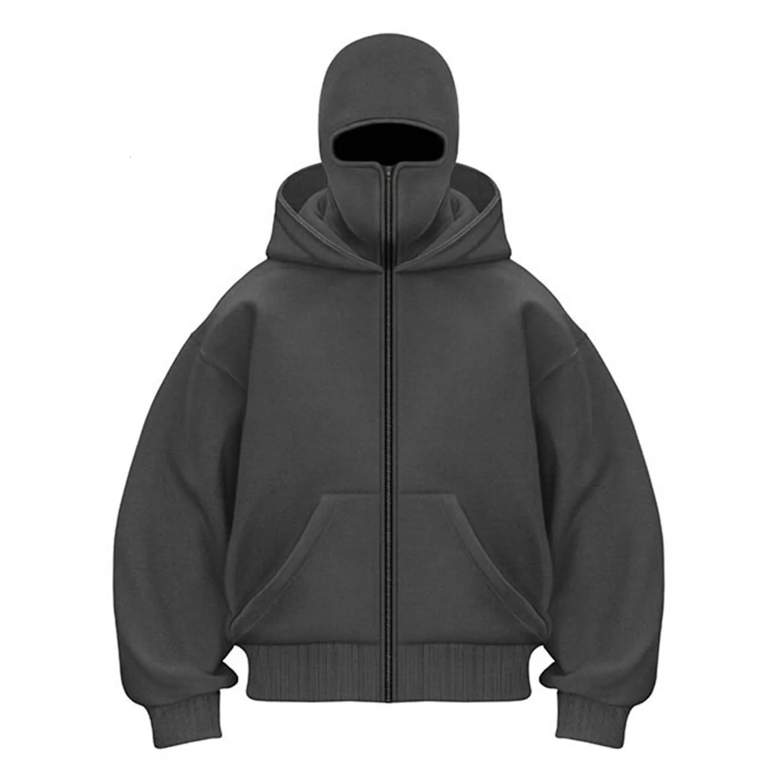 Personality Hoodie Mens Solid Color Long Sleeve Hooded Sweatshirt Cropped Jacket Double Hat Couple Cotton Hood Clothes 250214