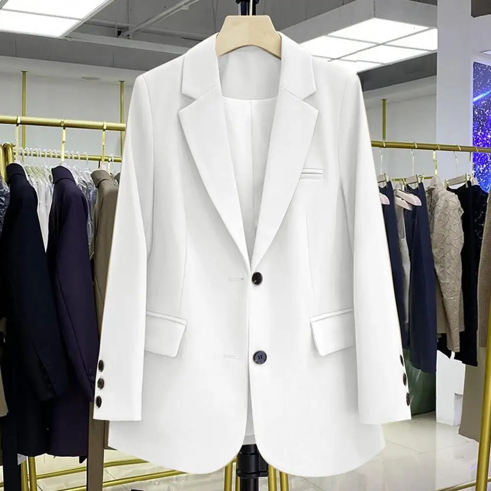 Blazer Coat Women OL Spring Summer Elegant Office Lady Loose Thin Long Sleeved AllMatch Casual Jacket Suit 250213