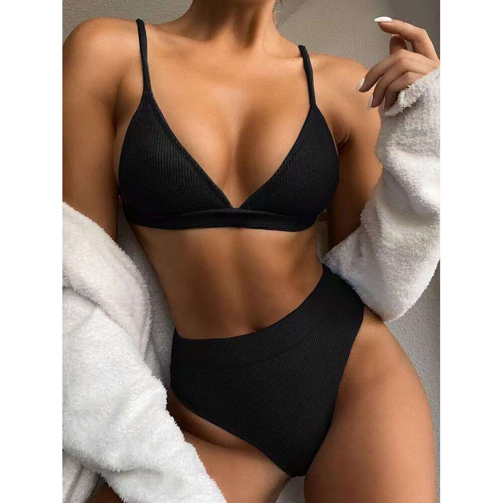 Bikini Outer Single Solid Color Split Sexy Triangle Bikini Swimsuit for Women's Swimwear Swimming Suit for Women Triangle Bikini New Arrival New 