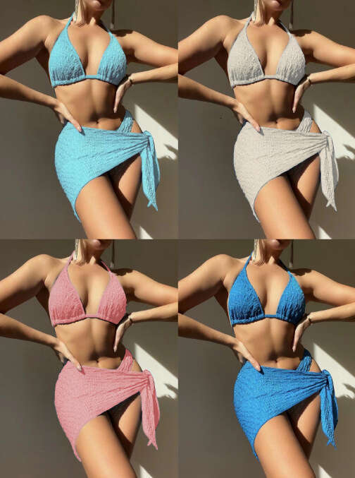 2025 New Sexy Three Piece Women's Mesh Swimsuit Bikini Beach Instagram Style Designer Bikini Swimwear Swimsuit Designers Bikini Porno New Arrival
