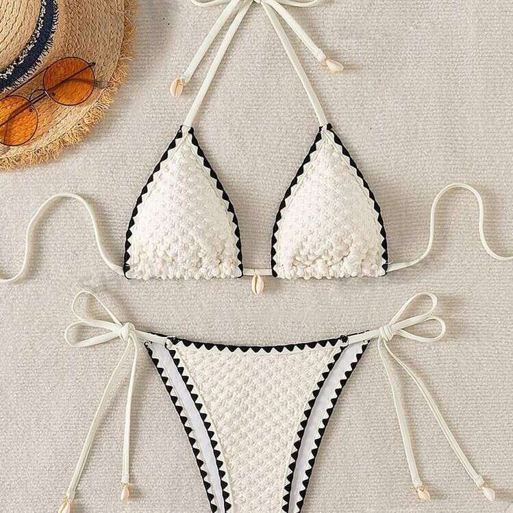 New Women's Sexy Split Bikini Knitted Three-point Beach Swimsuit Luxury Swimwear Swimwear Sexy Luxury Bikini Swimsuits Designer Womens Bathing Su