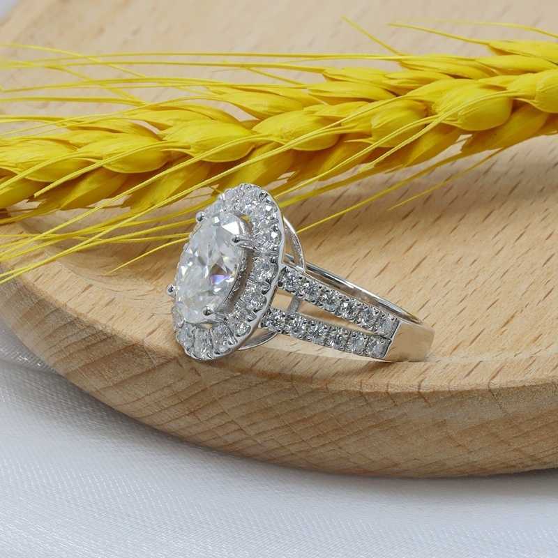 4ct Oval Moissanite Ring White Gold Rhodium Plated Silver925 Halo Setting Moissanite Engagement Ring with GRA