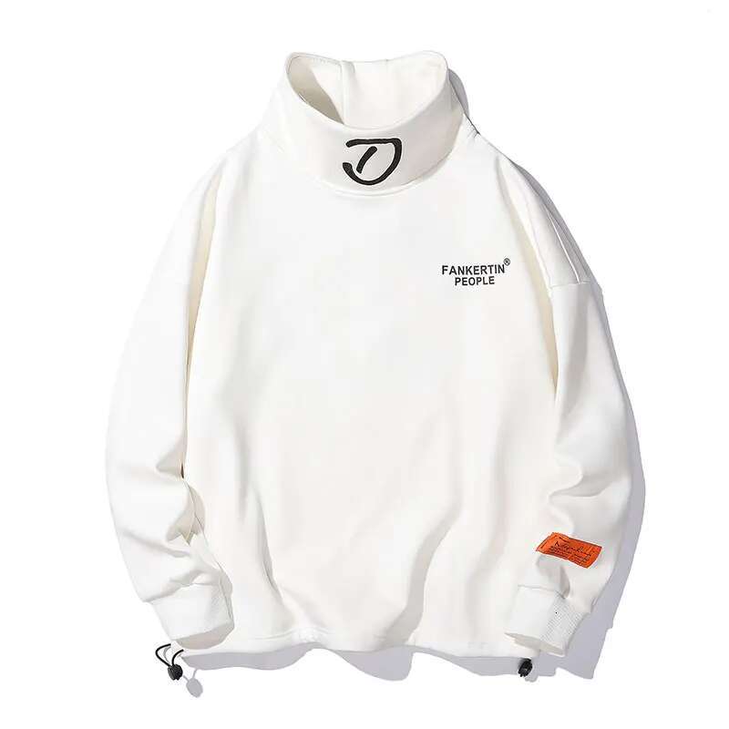Single Road Mens Turtleneck Sweatshirt Winter Fleece Oversized Sweatshirts Japanese Streetwear Haruku Hip Hop Hoodie Men