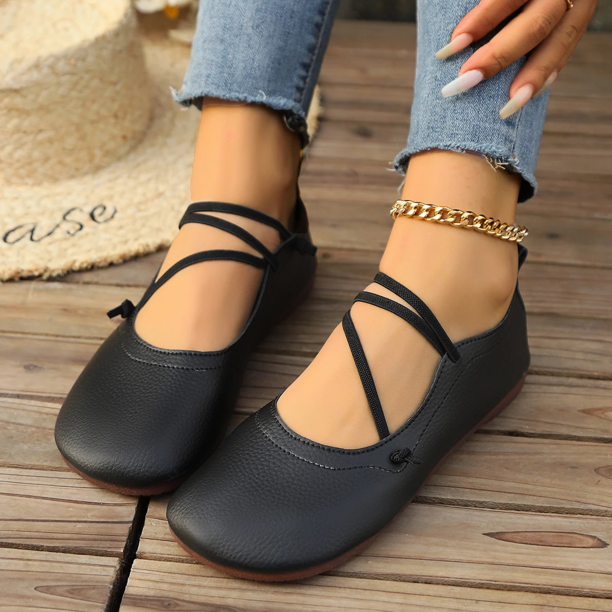 Casual Flat Single Shoes Woman Square Toe Japanned Leather Flats Vintage Narrow Band Loafers Shoes 250214