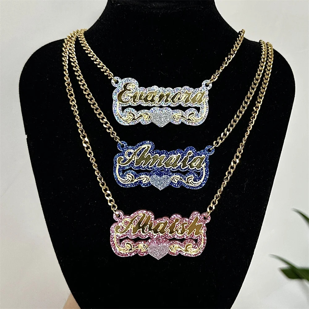 Customized Name Necklace Baby Girl Acrylic Nameplate Personalized for Women Children Jewelry 250214