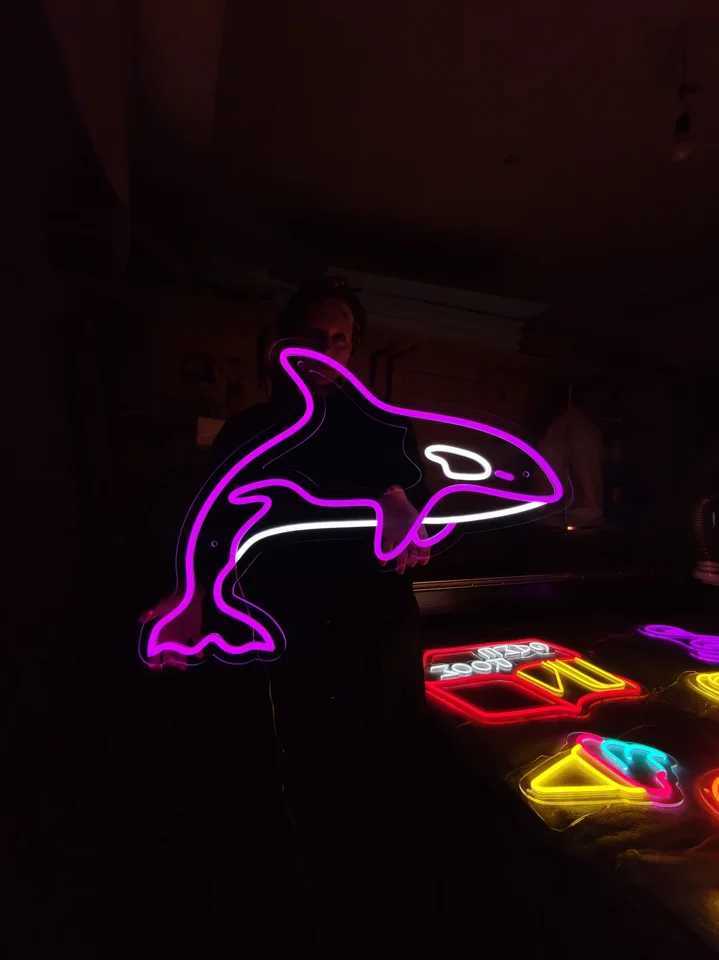 Killer Whale Neon Sign Seaworld Led Lights Blue Orca Led neon Home Decor Gift For Kids Z250218-1