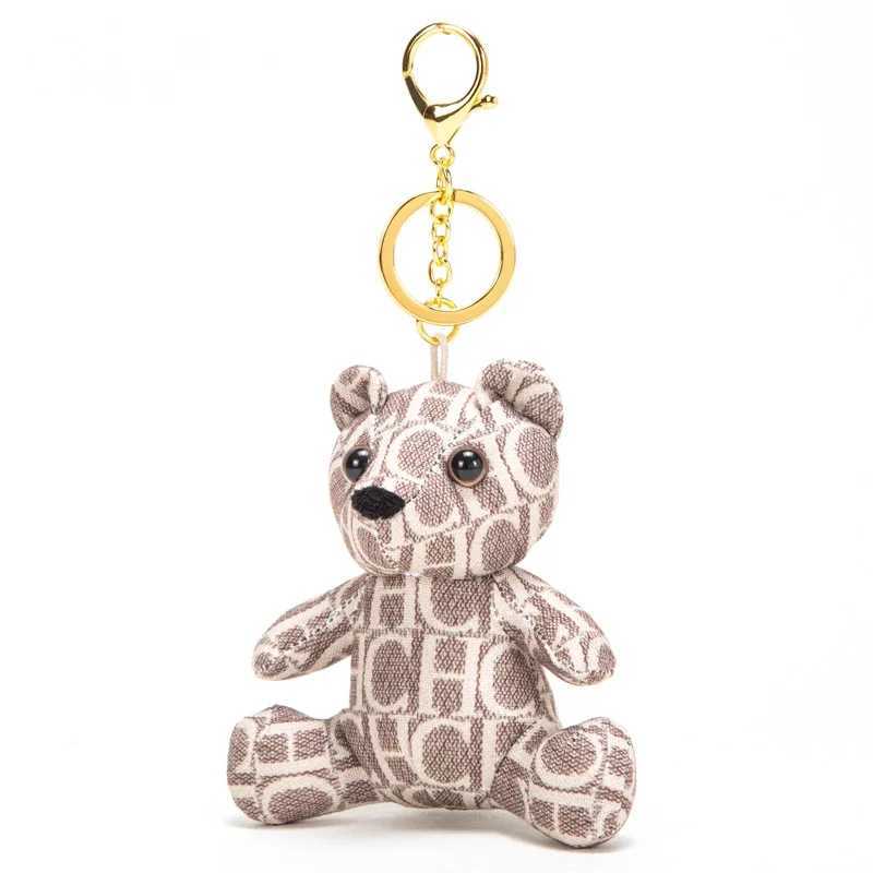 Keychains Lanyards Cute bear doll retro style luggage accessories fashionable classic pendant keychain H250217