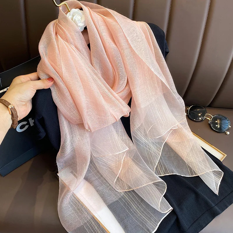 Spring Korean Style Breathable Lightweight Scarf Womens Fashion Temperament Long Shawl Keep Warm Temperament Silk Scarf 250213
