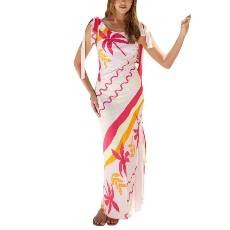 2025 Spring/Summer New Women's Printed Sexy Lace Fashionable Casual Slimming Long Dress European And American