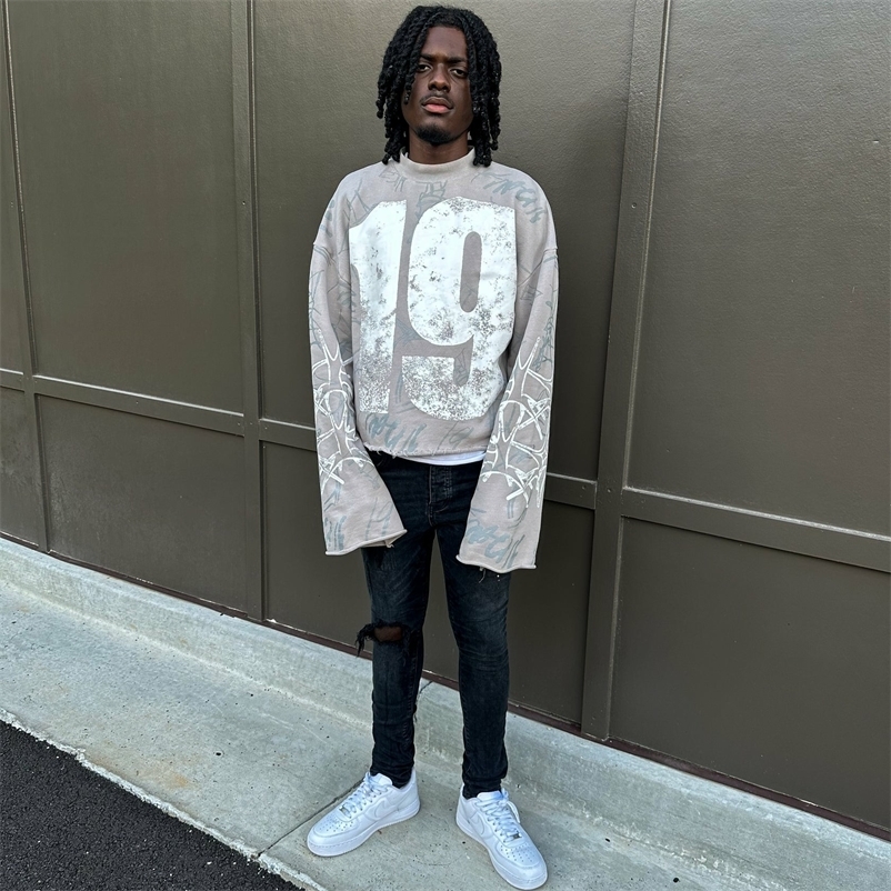 Y2K Fashion Long Sleeved T Shirt Men Women Harajuku Hip Hop Graffiti Style Graphic Print Oversized Tops Autumn Gothic Clothing 250206