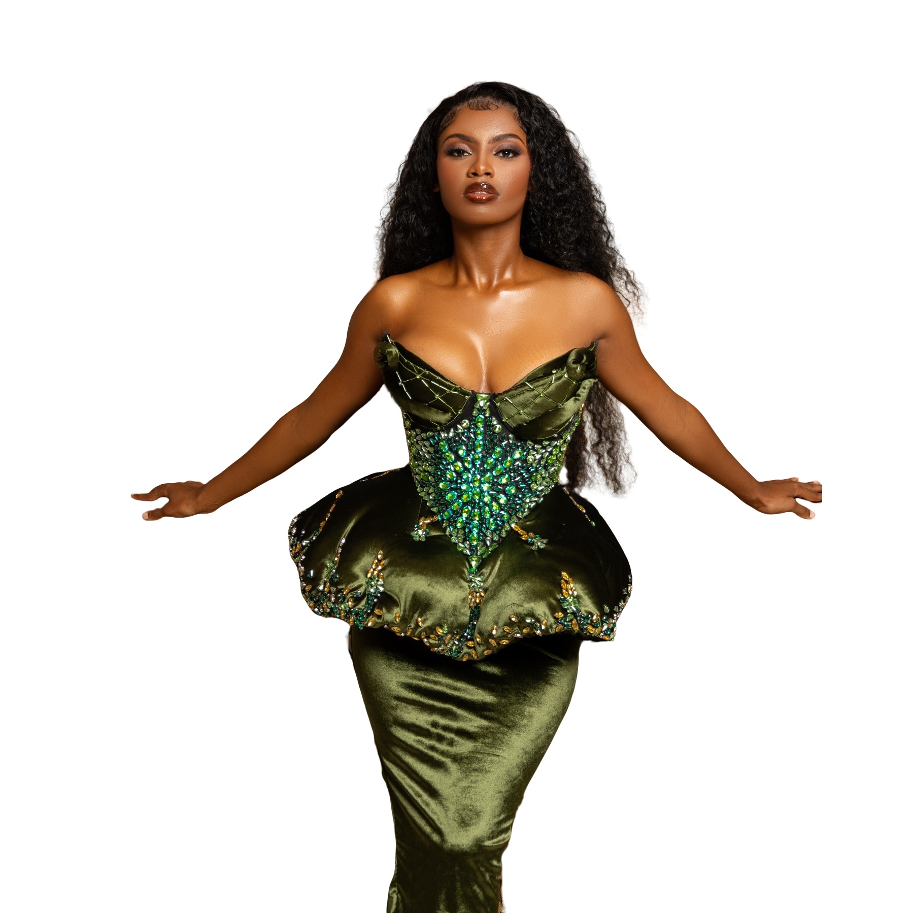 Aso Ebi 2025 Olive Green Mermaid Prom Dresses Beaded Crystals Veet Ankle Length Evening Formal Party Second Reception Birthday Gowns Dress For Special