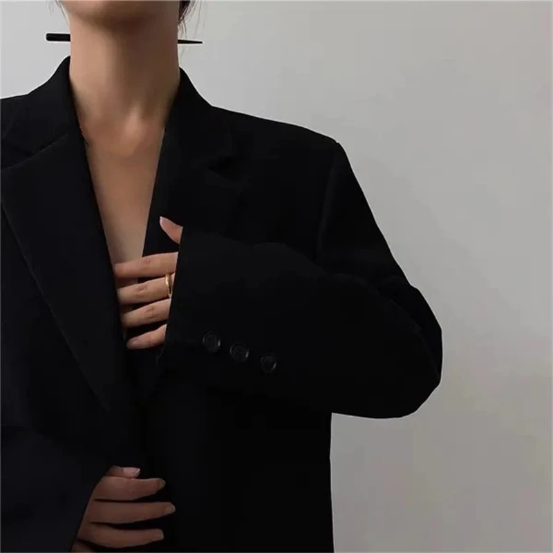Womens Blazer Coat Spring Autumn Korean Version Retro Style Suit Jacket Temperament Trend Appear Thin Female Top 250213