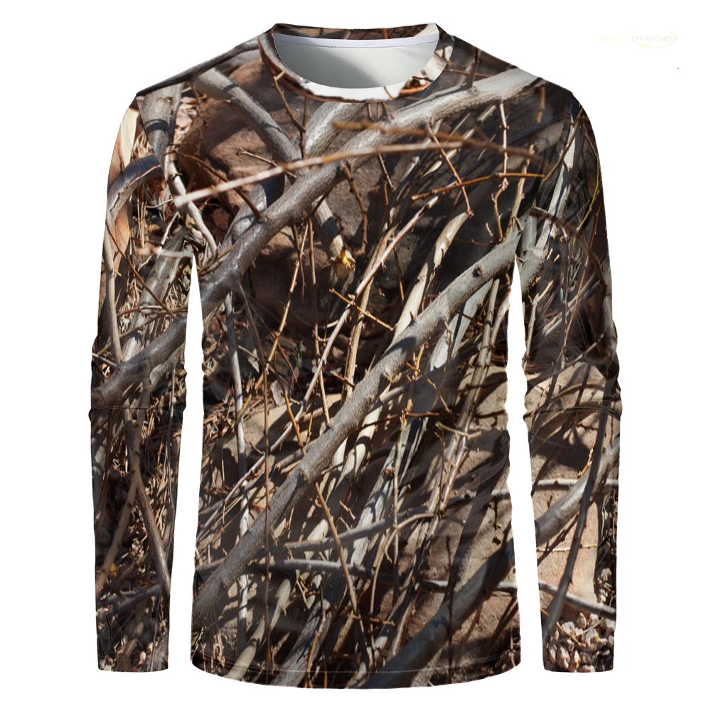 Camouflage Hunting Forest Print T-shirt Outdoor Sports Long Sleeve Men T Shirt Trip Tactical Training Oversized s Clothing 250217