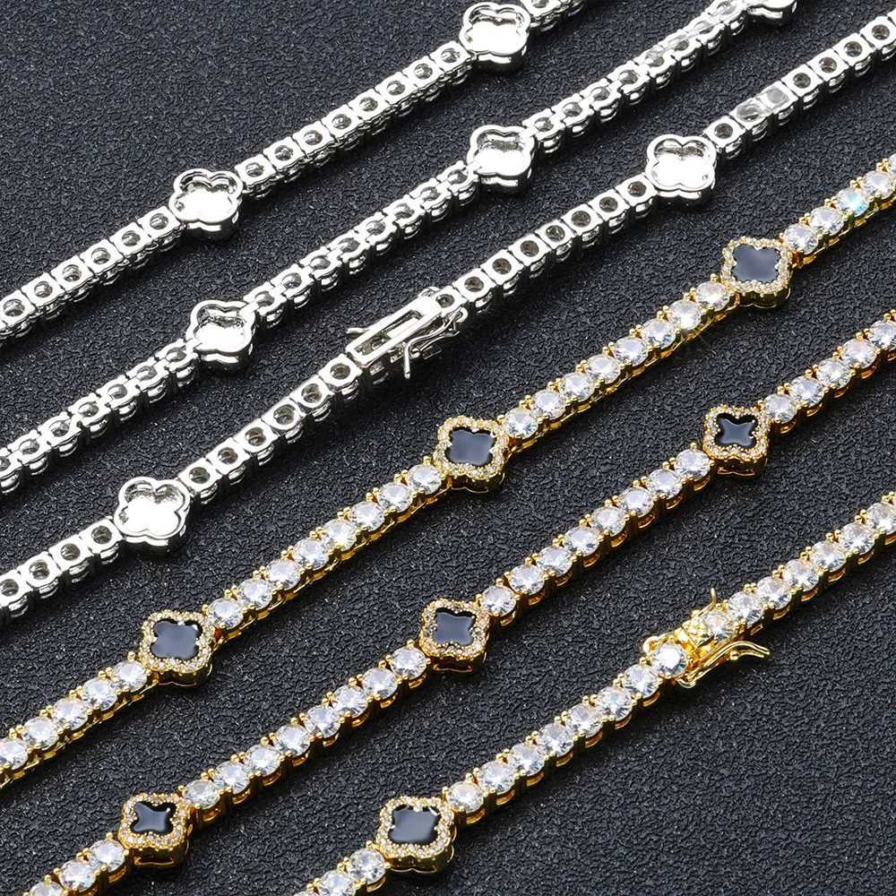 Bangle 4mm Clover Moissanite Tennis Chain S925 Bracelets For Men Women Iced Out Hip Hop Jewelry Pass Diamonds Tester With GRA Fre H250217