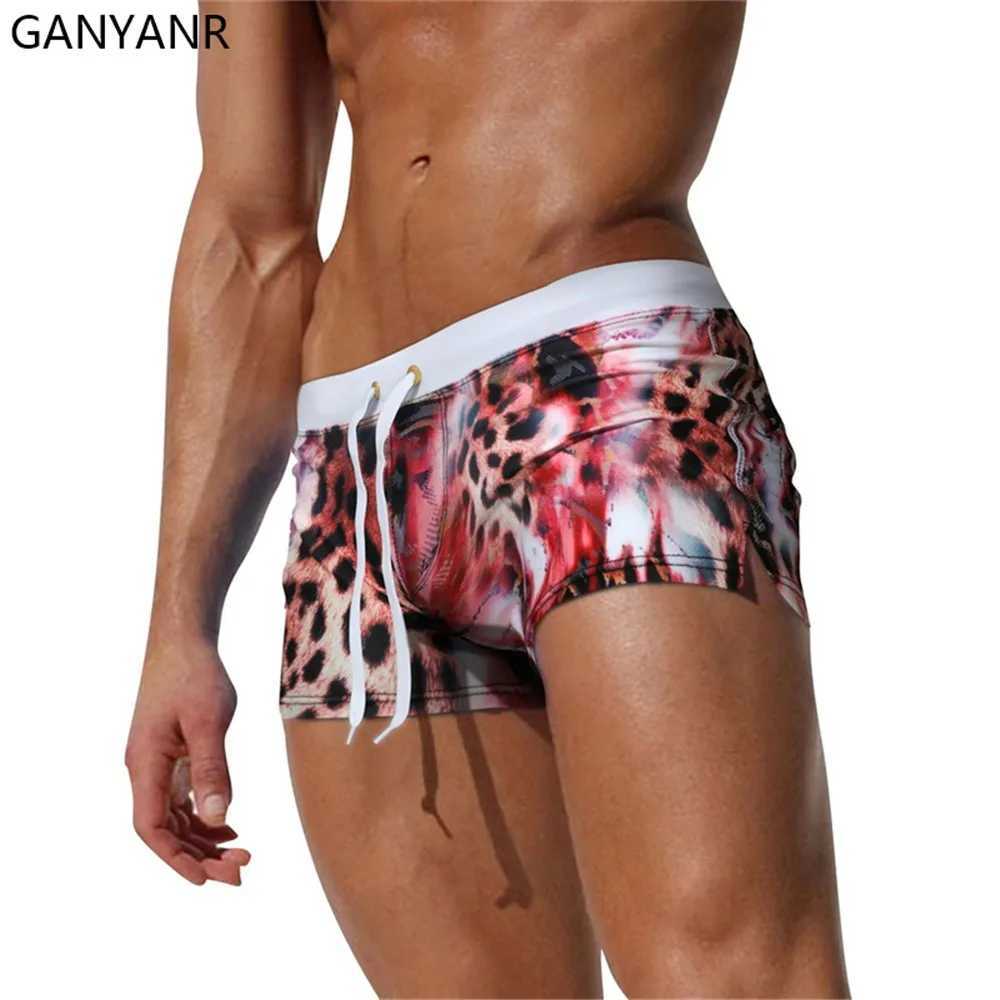 New Arrival GANYANR Men Swim Briefs Swimming Trunks Swimwear beach Shorts Sexy Swimsuit boxer bathing suit surf wear quick dry boardshorts Z260313