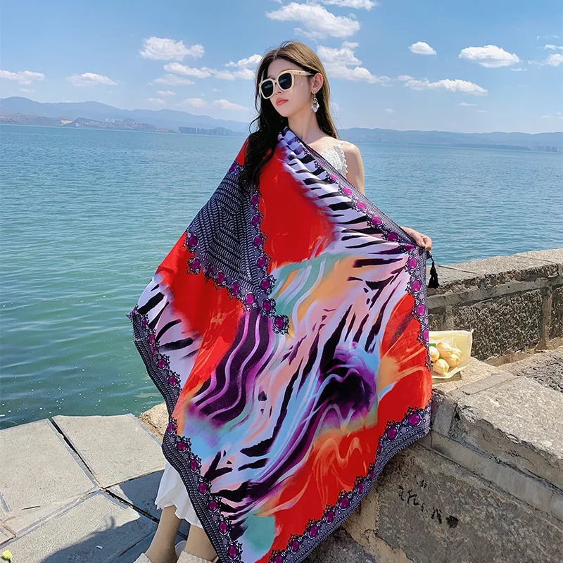 28 Styles 90x180cm Travel Beach Sunscreen Scarve Bikini Large Shawl Sarong Wrap Scarf Women Brazilian Swimsuit Bathing Coverups 250212