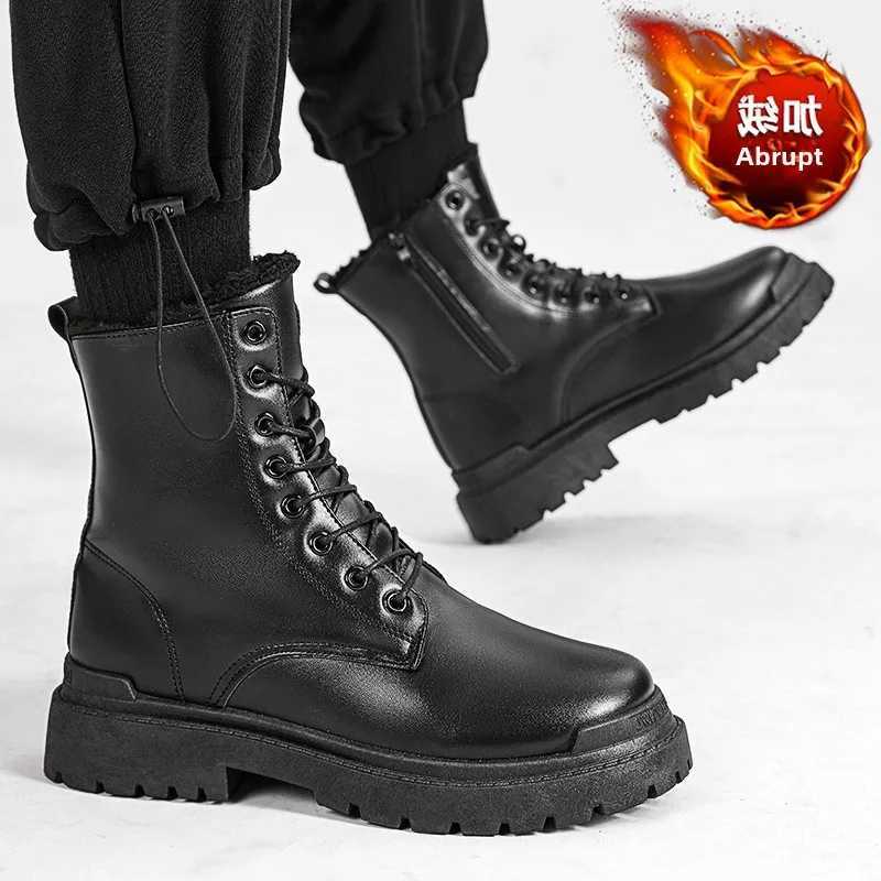 Spring Trend Half Boots for Men Black Men Boots Casual Shoes Men PU Leather Winter Boots Mens Safety Shoes Botas Para Hombrem44XJ250217