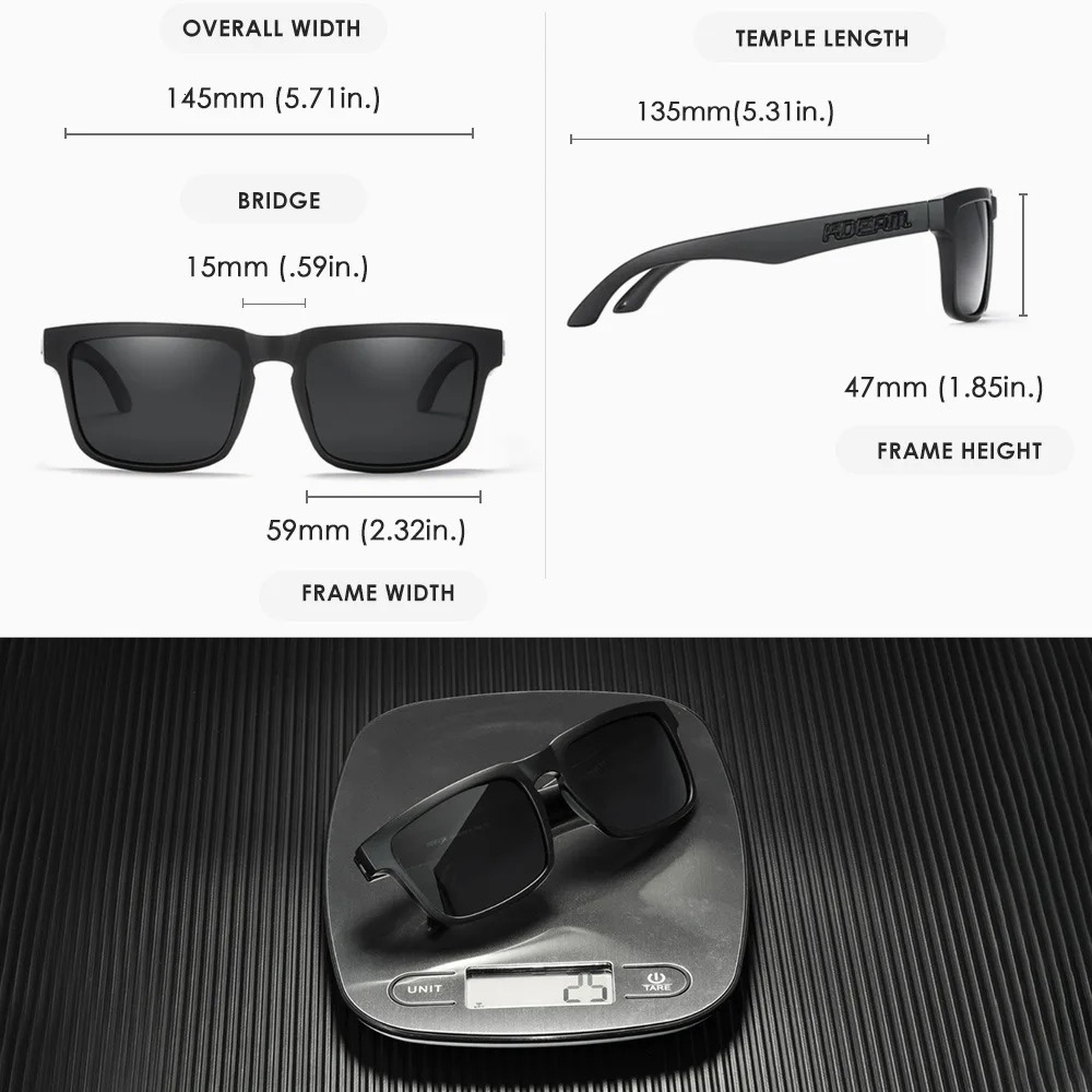 KDEAM Classic Polarized Sunglasses Men Women Colorful Lens Square Sports Sun Glasses Pochromic Fashion Driving Shades 250214
