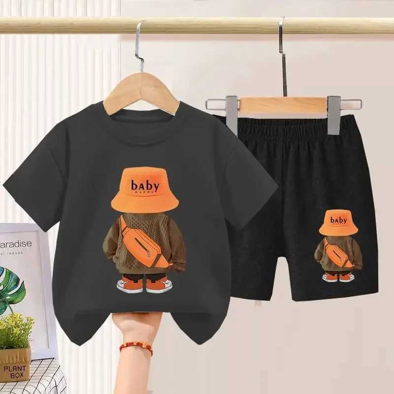 Summer Baby Girls Clothes Set Children Boy Bear Tshirts and Shorts 2 Pieces Suit Kid Casual Top Bottom Outfit Tracksuit W250218