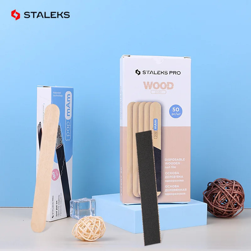 Staleks Wooden Stick Board Nail Sand Strip High Quality Disposable Manicure Sanding Strip Rubbing Strip Manicure Tool Set 250214