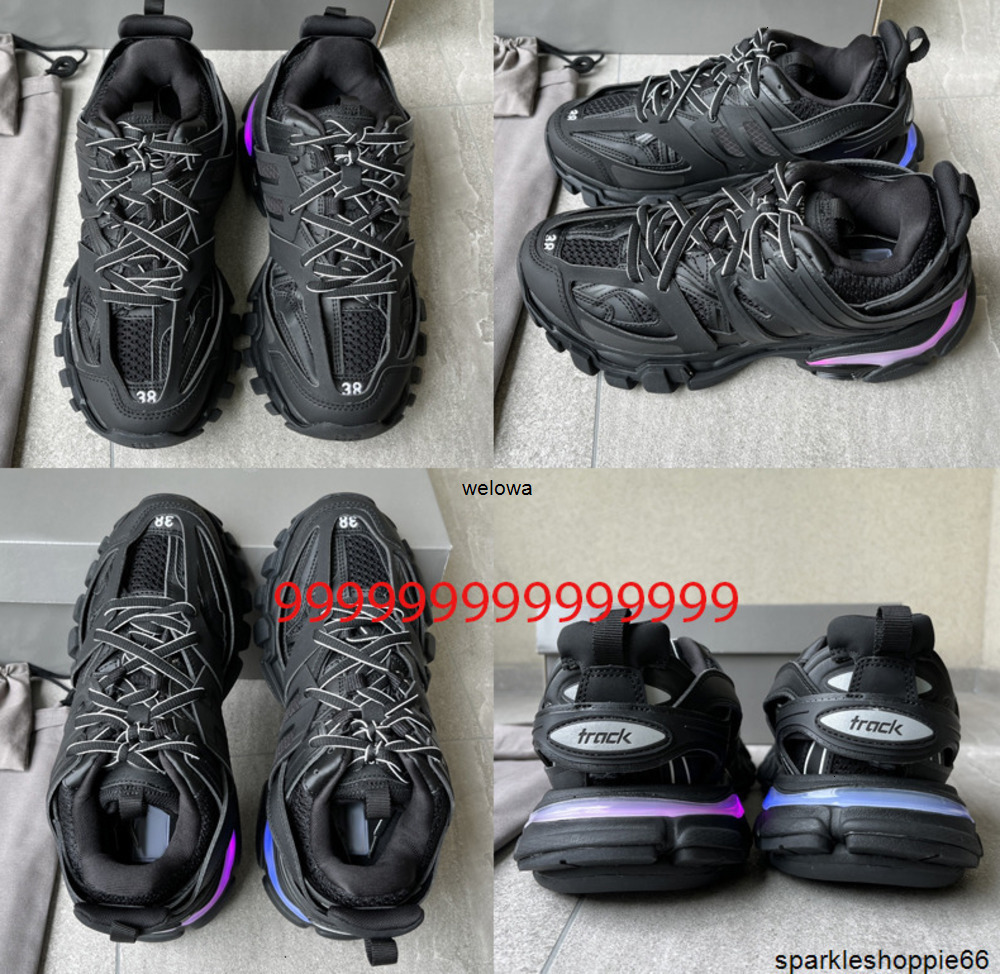 Womens Mens designer Casual Shoe Track LED Sneaker Light Grey Blue Gomma leather black pink Trainer Nylon Printed Platform for Men 3 3.0 Trainers Shoes gqrt