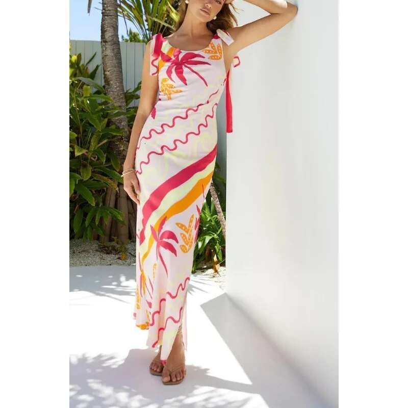 2025 Spring/Summer New Women's Printed Sexy Lace Fashionable Casual Slimming Long Dress European And American