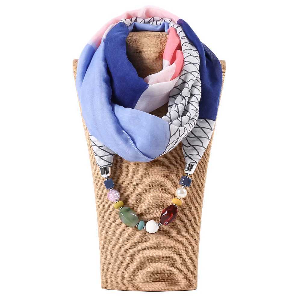 Chiffon Scarf Necklace Jewelry Bufanda Mujer Statement Necklace Pendant Scarf Women Boho Neckerchief Foulard Femme Accories W250218