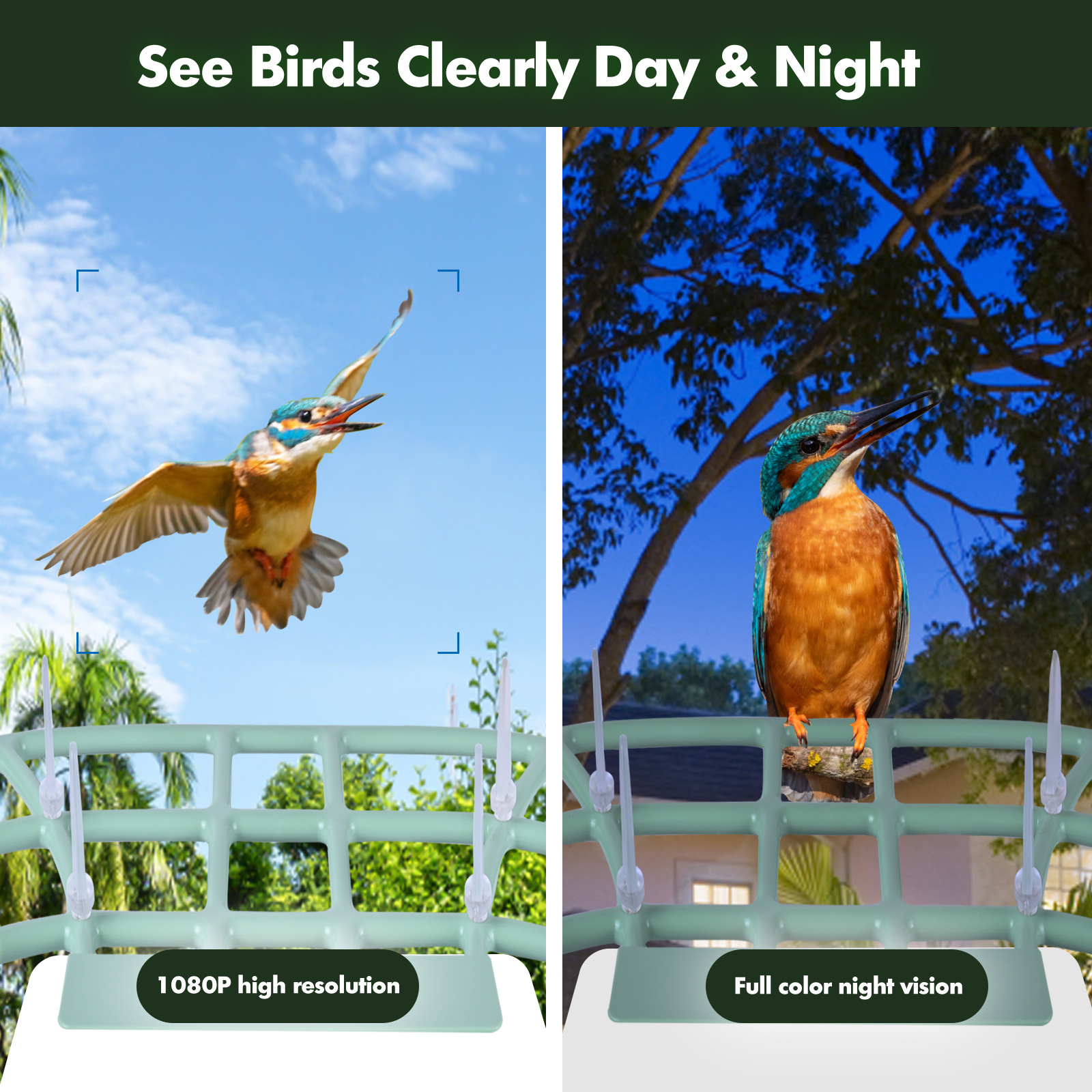 Outdoor Waterproof Bird Camera for Monitoring - Integrated Smart Recognizer & Solar Charging