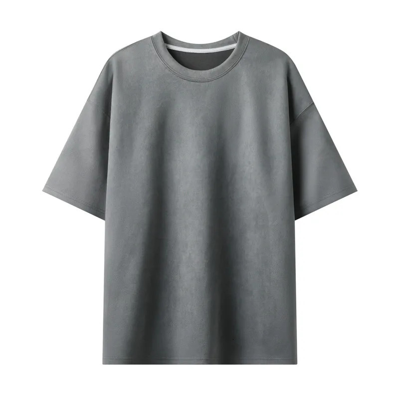 Summer Short-sleeved T-shirt Men Fashion 10-color Casual Suede T Shirt Men Streetwear Loose O-neck Tshirt Mens Top M-3XL 250217