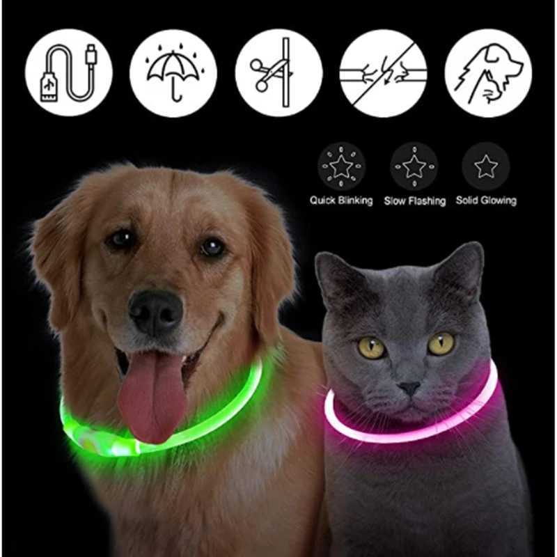 Dog Harnesses Luminous Dog Collar Light Charge Cat Necklace Led Fashion Flashing DIY Glowing Safety Collar for Dogs Nighttime Pet Accessory H250217