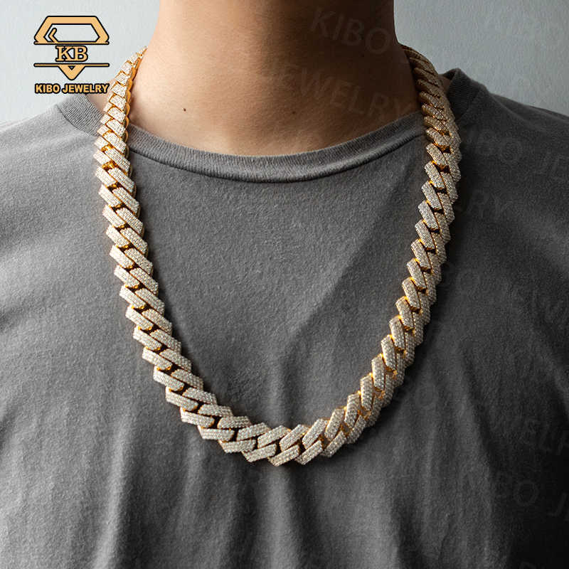 Real Pure 10K 14K Solid Gold Cuban link chain for Mens Hip Hop Iced Out Moissanite Cuban Link Necklace Miami Chains