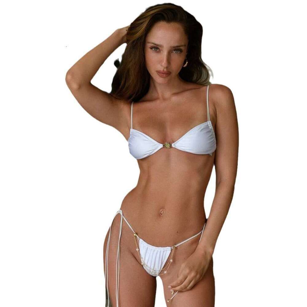 2025 New Solid Color Elastic Rope Bikini Sexy Strap Split Swimsuit for Women 24111 Luxury Bikini Swim Suit Designer Bathing Suits Women New Product