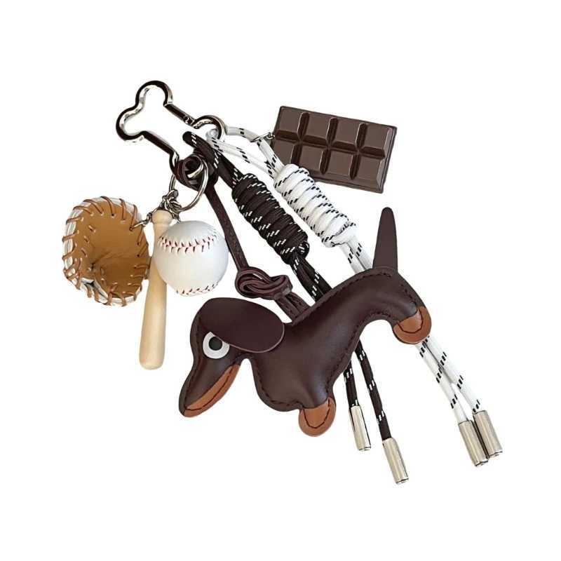 Keychains Lanyards Quirky Unique Styles Dachshund Keychain Charm Pendant rdy PU Materials Accessory for Daily Use Stylish Outfits DropShip H250217