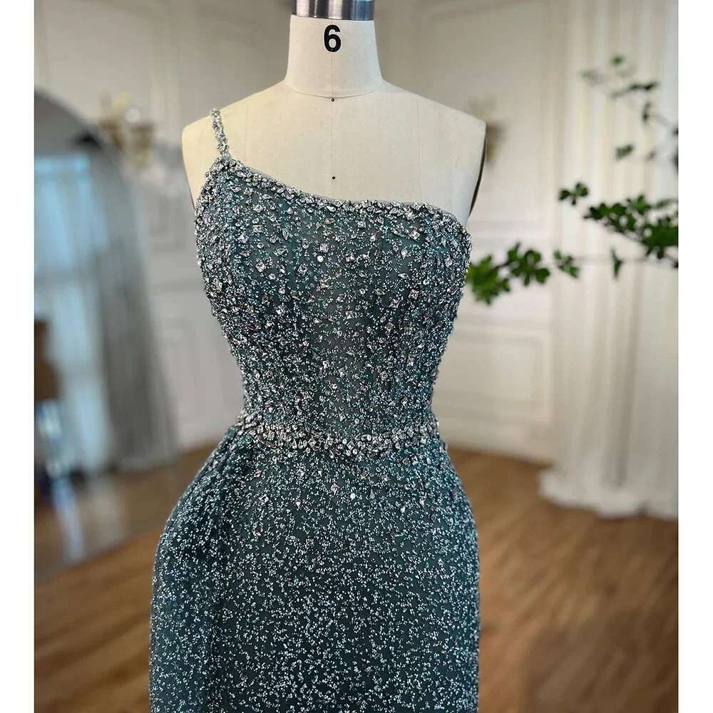 Mermaid Caramel One Shoulder With Overski Beaded Evening Dresses Gowns Customize Prom Party BLA