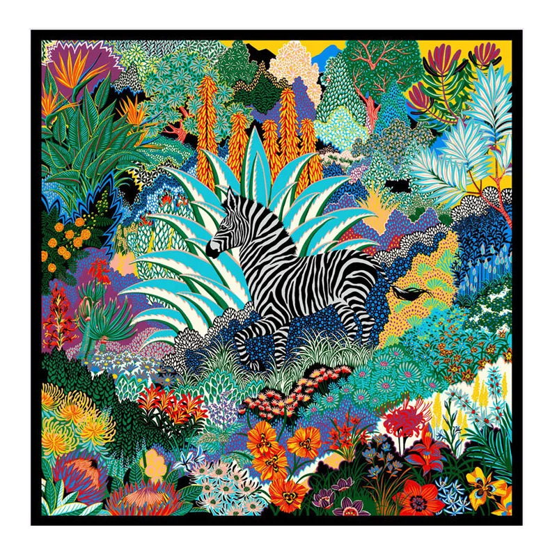 LESIDA Pure Silk Scarf Women Large Shawls Stoles Tree Print Square Scarves Foulards Femme Wrap Bandanas 130*130CM 1303 250213