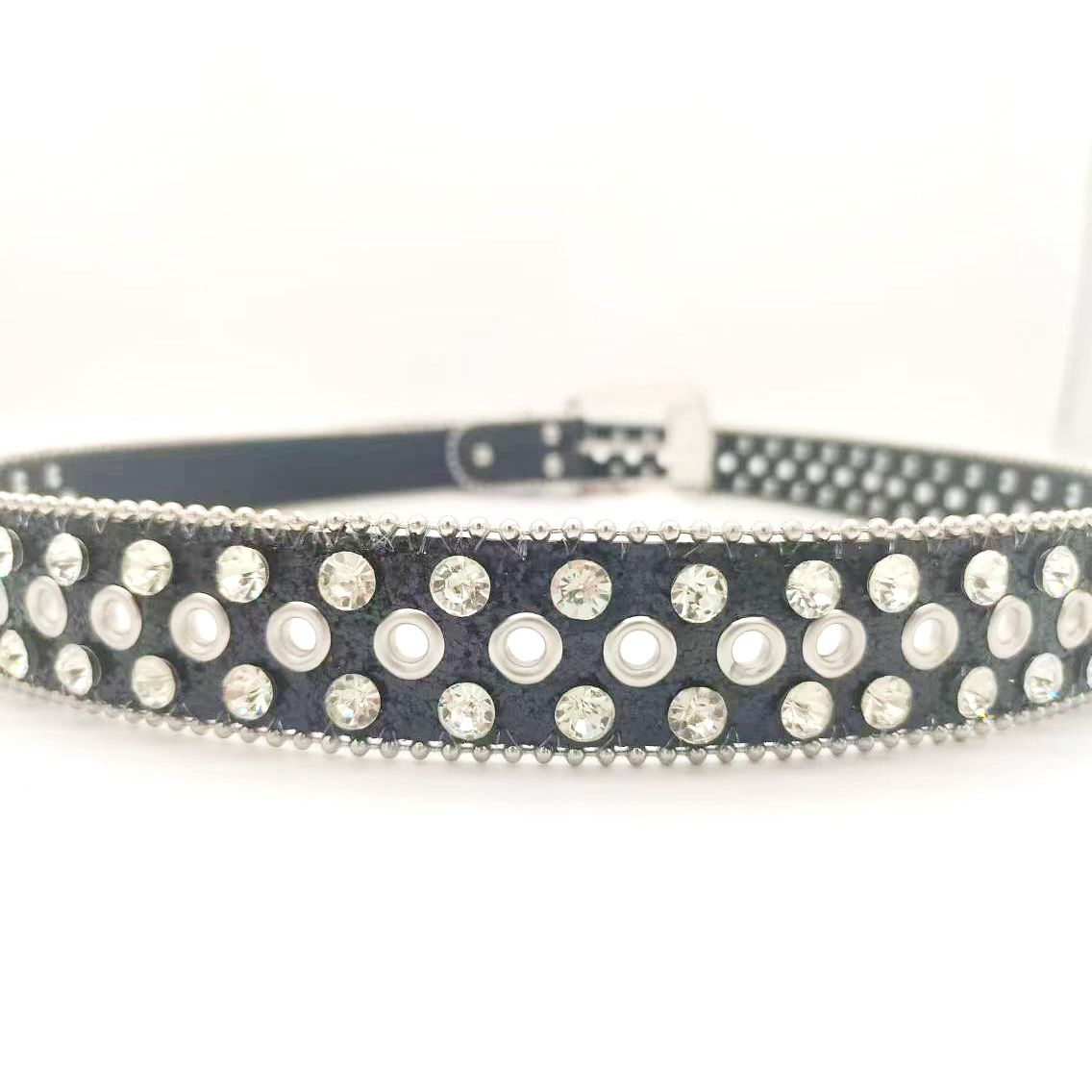 Chic Punk Inspired Women's Belt with Intricate Crystal Rhinestone Work for a Stylish Edge
