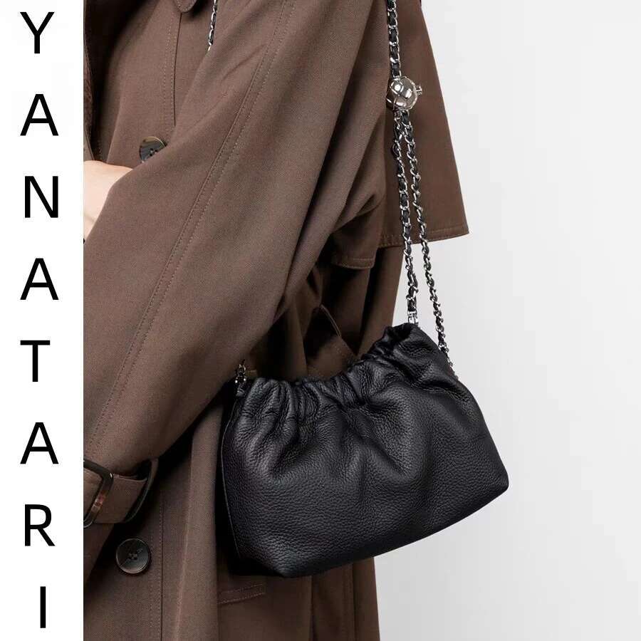 Genuine Leather Cloud Shoulder Bag Handbag Women's Crossbody Bags Cowhide Underarm Small Chain Dumpg Bag Ladies Korea