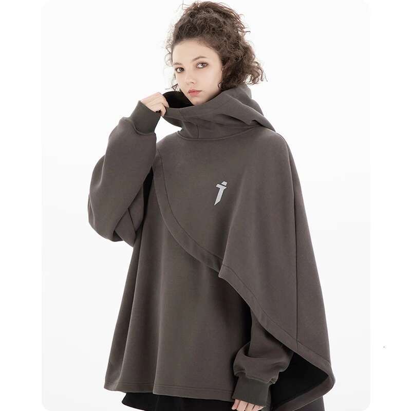 Unisex Functional Neck Cloak Hooded Sweater Two Piece Hoodie Men's Clothing Haruku Sweatshirt High Street Streetwear Top