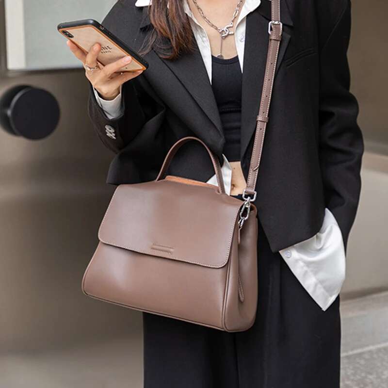 Hifashion Cowhide Genuine Leather Tote Shoulder Bags For Women 2024 Trend Designer Large Capacity Messenger Work Ladies Handbags